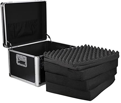 Werkzeugkasten Aluminium-Hartschalenkoffer, Werkzeugkasten, Aktenkoffer, tragbare Aufbewahrungsbox mit abschließbarer Schaumstoff-Tragetasche for Arbeitsplatz und Familie, Schwarz Werkzeugbox (Size :