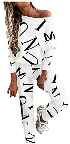 Dorjuli Trainingsanzüge für Damen Sportliche Sportanzug Mode Streetwear Sweatshirt Pullover Yoga Kleidung Anzug Kapuzenpullover Lange Ärmel Top + Lange Hose Sportswear 2 Stück Frühling