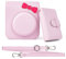 HIYQIN Housse de Protection Compatible avec Fuji Instax Mini 12, Adorable Housse d'Appareil Photo en Cuir PU, étui Instax Mini 12 avec Bandoulière et Mini Album Photo (Rose Pêche)