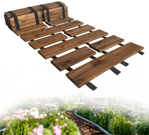 Floranica Percorso da giardino arrotolabile 50cm x 2 m Marrone tagliabile legno di larice Pavimento in legno srotolabile