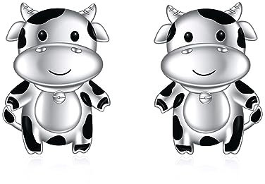 VONALA Kuh Ohrstecker 925 Sterling Silber Niedliche Tier Ohrringe Hypoallergen Schmuck Geburtstag Geschenke für Damen Frauen Teenager Mädchen (Kuh)