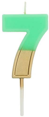 Folat 24227 Kuchen Kerze Retro Ziffer/Zahl 7 Grün Geburtstagskerzen für Geburtstag, Geburtstagsdeko, für Kinder Partys, Hochzeiten, Firmenfeiern, Jubiläen, 5 cm