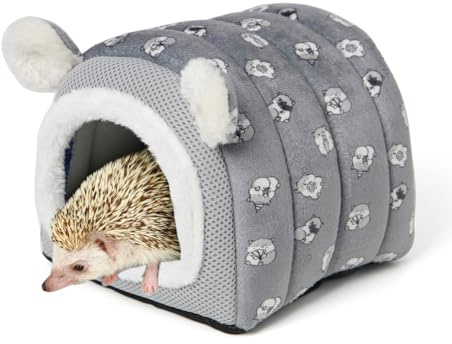 YUANST Hedgehog Bed Cave Hideout Hedgehog House Hedgehog Accessories, Hamster Small Animals Cage Supplies Warm House (Grey)