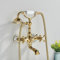 Badewannenarmatur Wannenbatterie Retro Vintage Stil Messing Doppelhebel Wandmontage Wannenarmatur Badewanne Amatur Mit Handbrause Wannenmischer Dusche Set, Gold