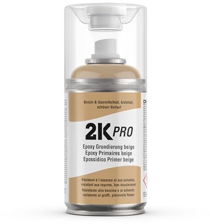 2K PRO 2K Spraydose 250ml - 2 Komponenten Sprühlack, Schnelltrocknender Spritzlack, UV-Beständig, Stoss- und Kratzfest | Epoxy-Grundierung Beige
