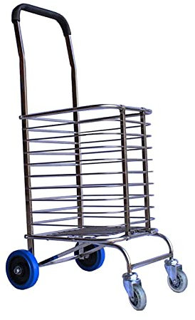 Carrello Carrello della spesa Carrello della spesa in acciaio inossidabile Carrello pieghevole per la spesa Carrello per scale con 4 ruote per generi alimentari, Spesa, Carrello per lavanderia (Grigio