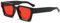 JCTAIFOO Lunettes de soleil rectangulaires vintage pour homme et femme - Rétro - Rectangulaire - Grande monture épaisse, noir/rouge