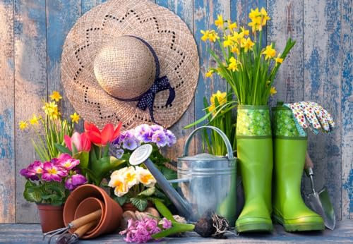 Bluebird Puzzle - Bereit für den Garten, 1000 Teile Puzzle - Originelle Zusammenstellung von Blumen und Gartenobjekten - Puzzle für Erwachsene
