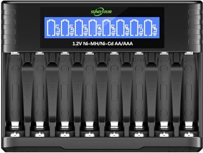 SUNLYTOUR Premium 8 Bay Ni-MH AAA AA Battery Charger for 1.2V Ni-MH Ni-CD AA AAA Battery