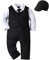 Lito Angels Esmoquin Mono Mameluco Trajes Formal con Sombrero Gorra para Bebe Niños Talla 6-12 Meses, Negro (Número de Etiqueta 80)