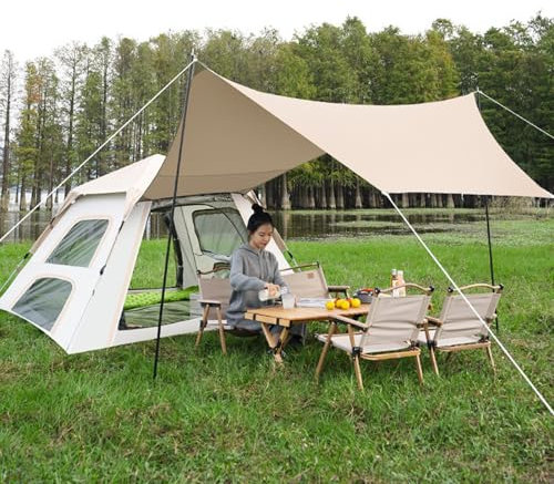 json2xml 2-in-1-Camping-Überdachungszelt – Pop-Up-Zelt für 3 bis 5 Personen – Familien-Campingzelt | Geräumiges Design für bis zu 3–5 Personen | Automatischer Sofortaufbau | Schattenbereich: 10,5 m²