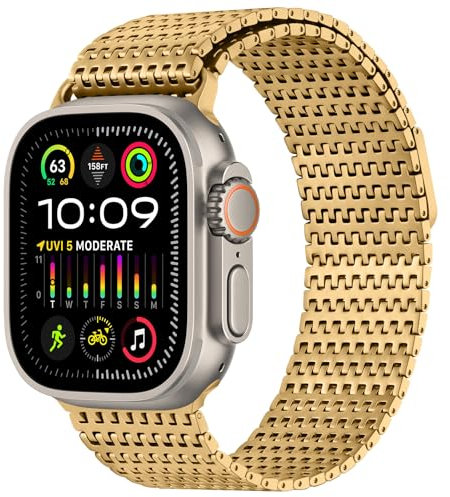 Anlinser Compatible con Correa Apple Watch Ultra 2 Ultra 49mm, Pulseras de Repuesto de Metal Magnético Compatible con Apple Watch Ultra 2 Ultra 49mm, Oro