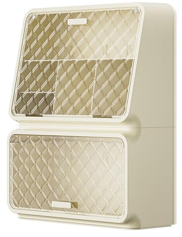 Makeup Storage Organizer, Multi-function Display Case with Dust Free Cover Water Proof, Layered & Wall Mounted, Ideal for Bedroom Dresser, Bathroom Countertop, Kitchen Cup Storage (Ivory White)