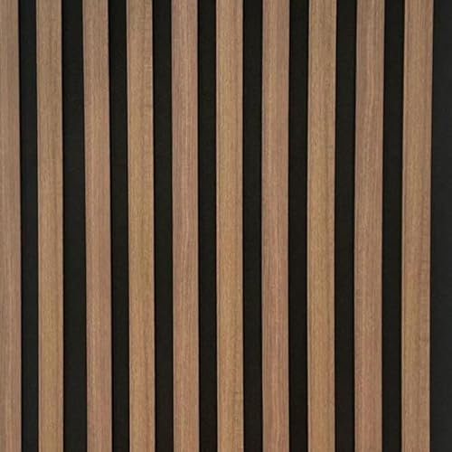 A2Z Floors MDF Wall Panels Acoustic Slat Wood Decorative Sound Absorbing Veneer Contemporary Luxury Slatted Wall Panel Boards Interior Decor– 2400mm x 134mm – Pack of 5 Boards (WALNUT-3037)