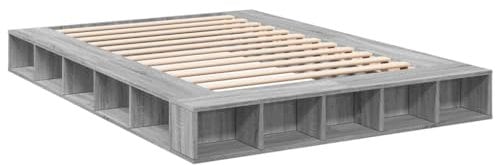 vidaXL Bettgestell, Bett mit Stauraum für Schlafzimmer, Bettrahmen mit Lattenrost, Schlafzimmerbett Doppelbett, Grau Sonoma 140x200cm Holzwerkstoff