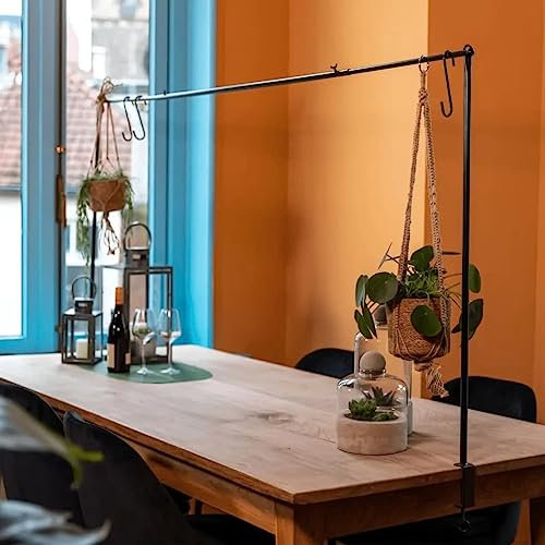 lvssiao Tisch Deko Stange Klemme Gestell Deko Metall, Tisch-Dekostange mit Klemme Schwarz Tisch Dekoration für Weihnachten Ostern Geburtstag Party Tafel 117-211 cm