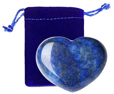 GUJOXILA 45mm Lapislazuli Herz Kristall Stein Groß Kristalle Edelsteine Herzförmig Liebe Heilkristalle Sorgen Steine für Angst zu lindern Palmstein Meditation Geschenke