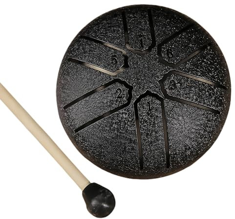 ONERWN Steel Tongue Drum Rain Chime Regentrommel für Außen 3 Zoll 6 Töne Schwarz