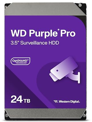 WD Purple Pro 24TB per Smart Video, Hard Disk interno da 3,5 - Tecnologia Allframe, 550 TB/anno, cache 512 MB, 7.200 RPM
