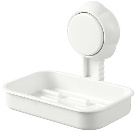 Suction Cup Soap Dishes for Bathroom Wall Mounted, Soap Dish Holder,Soap Sponge Suction Holder, Drill-Free Removable with Drainage for Bathroom Bathtub Kitchen Sink Waterproof White