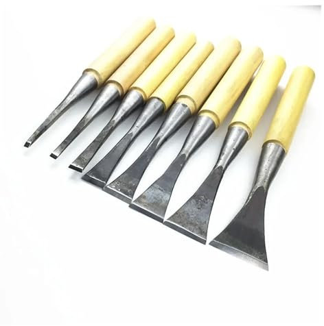 GYQIZSS 8pcs/Set 5mm-50mm Wood Carving Hand Chisel Tool Professional Woodworking Carpentry Gouges Wood Carving Chisels with Wood Handles