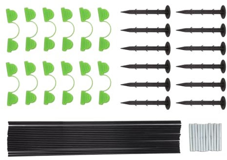 18 tiges en fibre de verre, 12 tubes de raccordement, 12 clips, 12 pointes de jardin pour serre, jardin, lit surélevé tunnel de culture