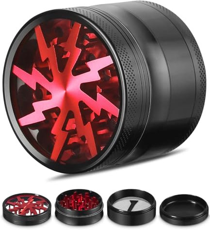 Grinder 2.5inch, Grinder Edelstahl mit Scraper und kleine Bürste, Gewürze Schleifer Gewurzmühle Mill, Crusher für Spice, Gewürze, Rot