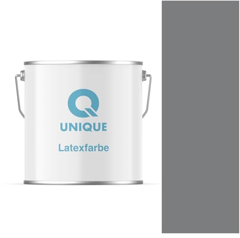 Q UNIQUE Latexfarbe 5L (ca.35m2) Dunkelgrau Innenfarbe Wandfarbe Deckenfarbe Klasse 3 Mattfarbe Scheuerfest Hohe Deckkraft