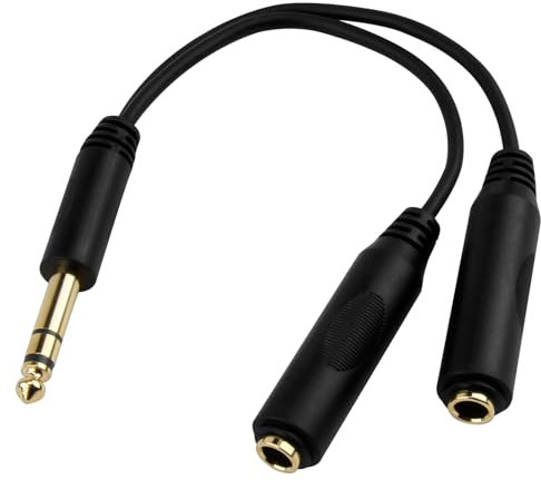 SopwMap 6,35 mm Splitterkabel, 6,35 mm TRS-Stereo-Stecker auf Dual 6,35 mm TRS-Stereo-Buchsen Y-Kabel Splitter, Vergoldete Anschlüsse, Hochwertige Audioübertragung, für Musiker und Studios, 20 cm