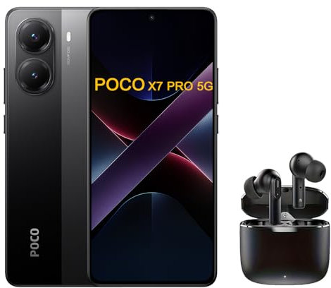 Xiaomi Poco X7 Pro 5G Smartphone, inklusive Kopfhörer, 256GB, 12GB RAM, 6.67'' CrystalRes 1.5K 120Hz AMOLED Display, 6000mAh akku, schwarz, Black