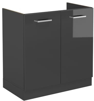 Vicco Spülenunterschrank R-Line, Anthrazit Hochglanz, 80 cm ohne Arbeitsplatte