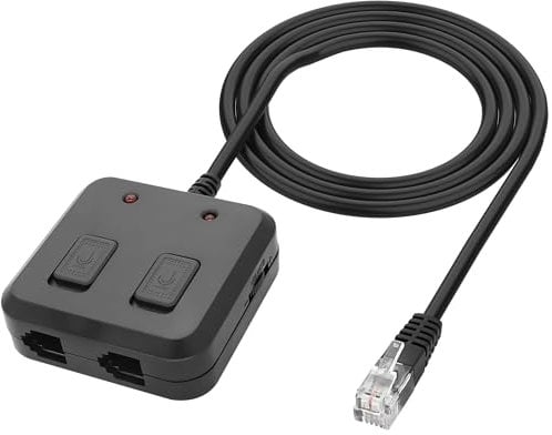 XMSJSIY RJ9 Telephone Training Adapter Headset Splitter 4P4C Phone Line Jack Y Splitter Adapter Cable with 2 Mute Buttons & Volume Control for Call Center -30CM/11.8INCH (2 Mute + 2 Volume Adjusters)