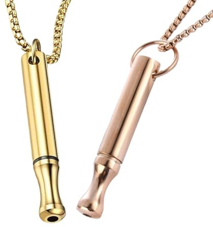 2Pcs Breathing Necklace With Resistance, Stainless Steel Breathlace With Filter, Anxiety Relief Necklace For Meditation, Stress Management Tool For Daily Use, Thoughtful Gift For Adults(Gold)