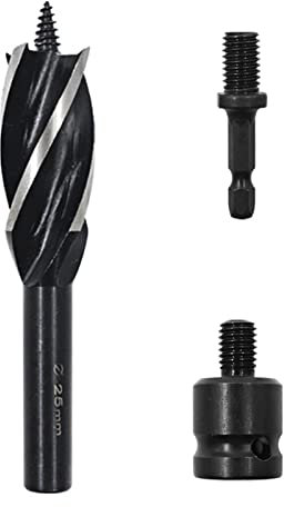 Auger Drill Bit Set 3 Pcs High Carbon Steel Wood Boring Bits Long 4 Flute Cut Drilling Tool Woodworking Wood Hole Cutter Bits with 2 Adapters