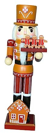 Zerodeko Wooden Nutcracker Christmas Ornament Adorable Chef Nutcracker with Gingerbread Man House Creative Home Decor Figure Bedroom Living