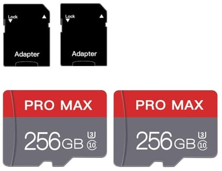 【2 Pack】256GB Micro SD Card, MicroSD Memory Card with Adapter Class 10, U3, V30, A1 for Smartphone,Dash Cam,Camera and Drone