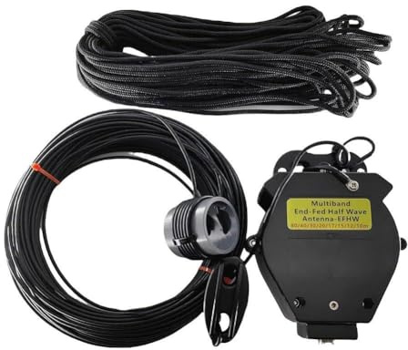 Lawnoval Endspeisung Halbwelle für Antenne für Amateurfunk, 8-Band langer Draht HF für Antenne (10m-80m), 1:64 Balun mit 2,5mm² Draht, kompatibel für SSB/CW/FT8, Schwarz