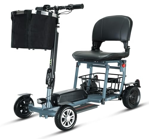 FREEJOYER Elektromobil für Senioren, 4 Räder Seniorenmobil Klappbar, Max 15Km/h, bis zu 25KM, Seniorenmobil Mobilitätsroller mit Korb (Blau, Batterie 8AH)