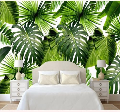 Frisch Minimalistisch Dreidimensional Pflanzen Grüne Blätter 3D Tapeten Tapete Luxus Home Esszimmer Fototapete Effekt Wohnzimmer Schlafzimmer Kinderzimmer-300cm×210cm