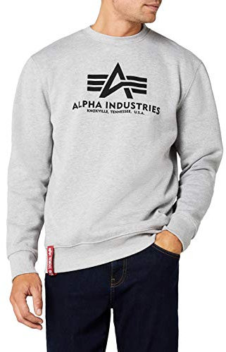 Alpha Industries Herren Basic Pullover Sweatshirt, Grey Heather, S-5XL