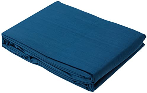 Douceur d'Intérieur, Drap Plat (240 x 300 cm) Lina Bleu Nuit, 100% Coton