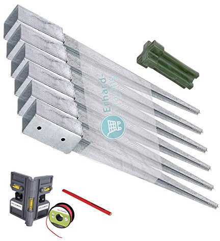 6x ALBERTS Einschlagbodenhülse Pfostenträger Anker 900x71x71 mm mit Zubehür