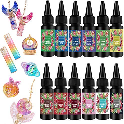 Funshowcase 12 transluzent Farben UV Harz hart DIY Nagelkunst Kunsthandwerk je 25ml