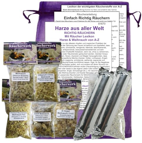 Weihrauch Reine Harze Räucherset 250ml (5X 50ml) – Top 5 mit Olibanum Eritrea, Äthiopien, Oman, Sacra Aden, Boswellia Serrata & Räucherzubehör. 81670-4