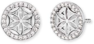 Engelsrufer Damen Ohrringe Ohrstecker Lebensblume aus Sterling Silber - Steckverschluss - besetzt mit 48 weißen Zirkonia Steinen - nickelfrei - 10mm