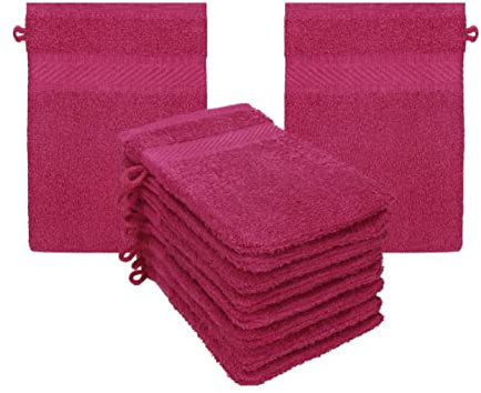 Betz Lot de 10 Gants de Toilette Palermo 100% Coton Taille 16x21 cm Couleur Rouge Canneberge
