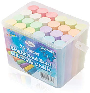 Sherfire Gesso Da Marciapiede Jumbo – Set Da 24 Pezzi Con 8 Vivaci Colori Arcobaleno – Gesso Non Tossico E Lavabile Per Bambini