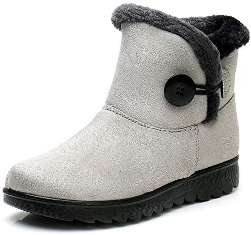 Vunavueya Stivali Donna Invernali Scarpe Stivaletti da Neve con Imbottitura Calda Stivali alla Caviglia Caldi Boots Scarpe Grigio -B 35.5 EU/230CN