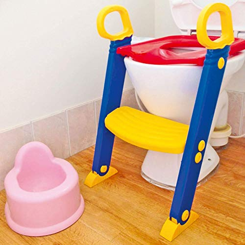 Thrink Baby Toddler Toilet Ladder Step | Potty Training Toilet Seat | Foldable Toilet Training Ladder | Gripper Handles for Support, Stability and Confidence
