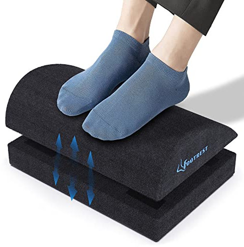 Ergonomic Foot Rest Under Desk, Adjustable Footrest Cushion with 2 Optional Height, Back Leg Knee Feet Support, Non-Slip Foam Footstool Pillow, Removable Washable Cover, for Home, Office, Chair, Car